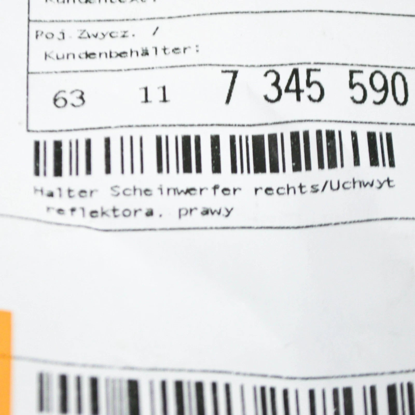 NEW BMW 7 F01 FRONT RIGHT HEADLIGHT BRACKET 63117345590 7345590 ORIGINAL