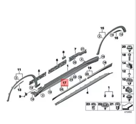 NEW BMW X1 F48 FRONT LEFT DOOR ROCKET PANEL MOLDING 51137352091 ORIGINAL