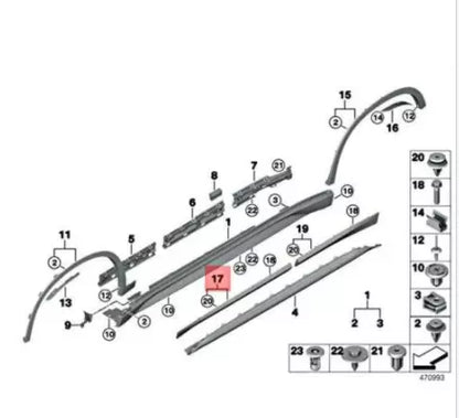 NEW BMW X1 F48 FRONT LEFT DOOR ROCKET PANEL MOLDING 51137352091 ORIGINAL
