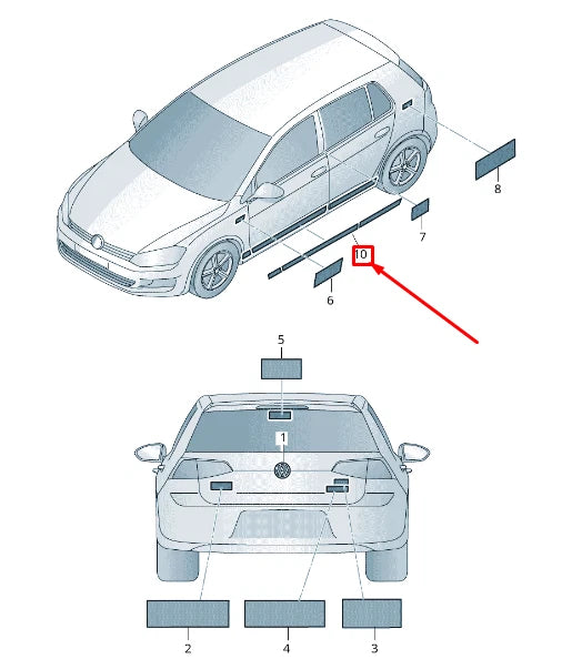 NEW VOLKSWAGEN GOLF 5G MK7 LEFT SIDE FILM LETTERING STRIP 5G4853315041 ORIGINAL