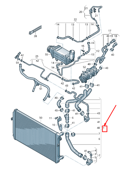 new audi q3 f3 engine coolant hose 5qf121049ag original