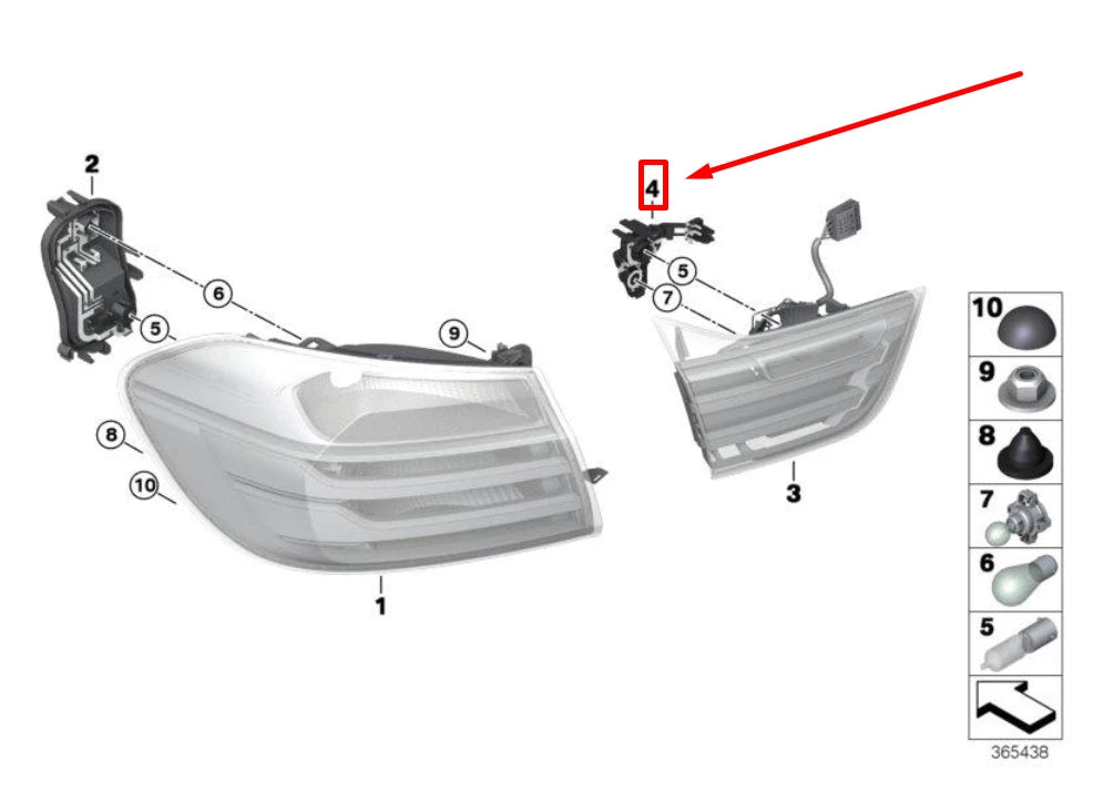 NEW BMW 4 F33,F83 REAR RIGHT TAIL LIGHT BULB HOLDER 63217366070 7366070 ORIGINAL