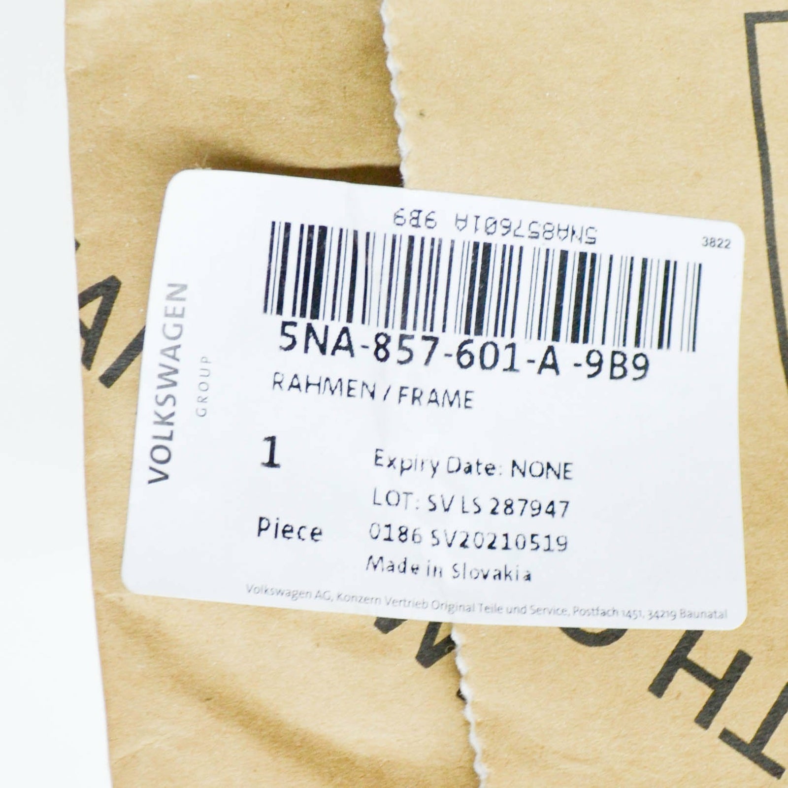 NEW VW TIGUAN AD MK2 FRONT LEFT DOOR MIRROR COVER FRAME 5NA857601A9B9 ORIGINAL