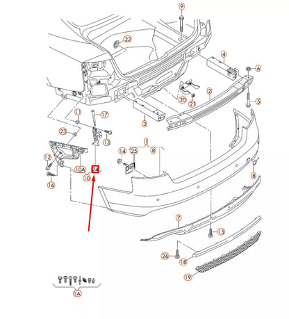 NEW AUDI A4 AVANT B8 REAR BUMPER LEFT UPPER GUIDE SECTION 8K9807889B ORIGINAL