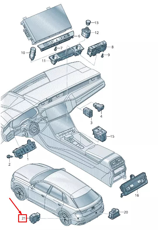 NEW AUDI Q7 4M REAR ELECTRIC FOLDING TOW HITCH SWITCH 4M0959511C5PR ORIGINAL