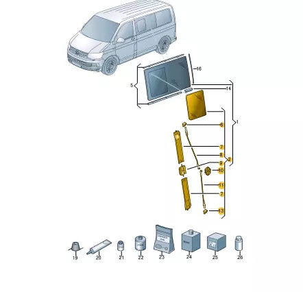 NEW VW TRANSPORTER T6 RIGHT SIDE SLIDING DOOR TINTED GLASS 7E0847796E ORIGINAL