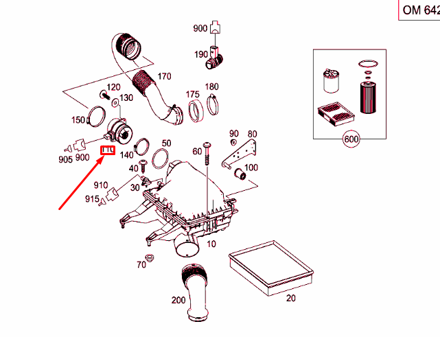 NEW MERCEDES-BENZ SPRINTER 906 MASS AIR FLOW SENSOR A0000943448 ORIGINAL