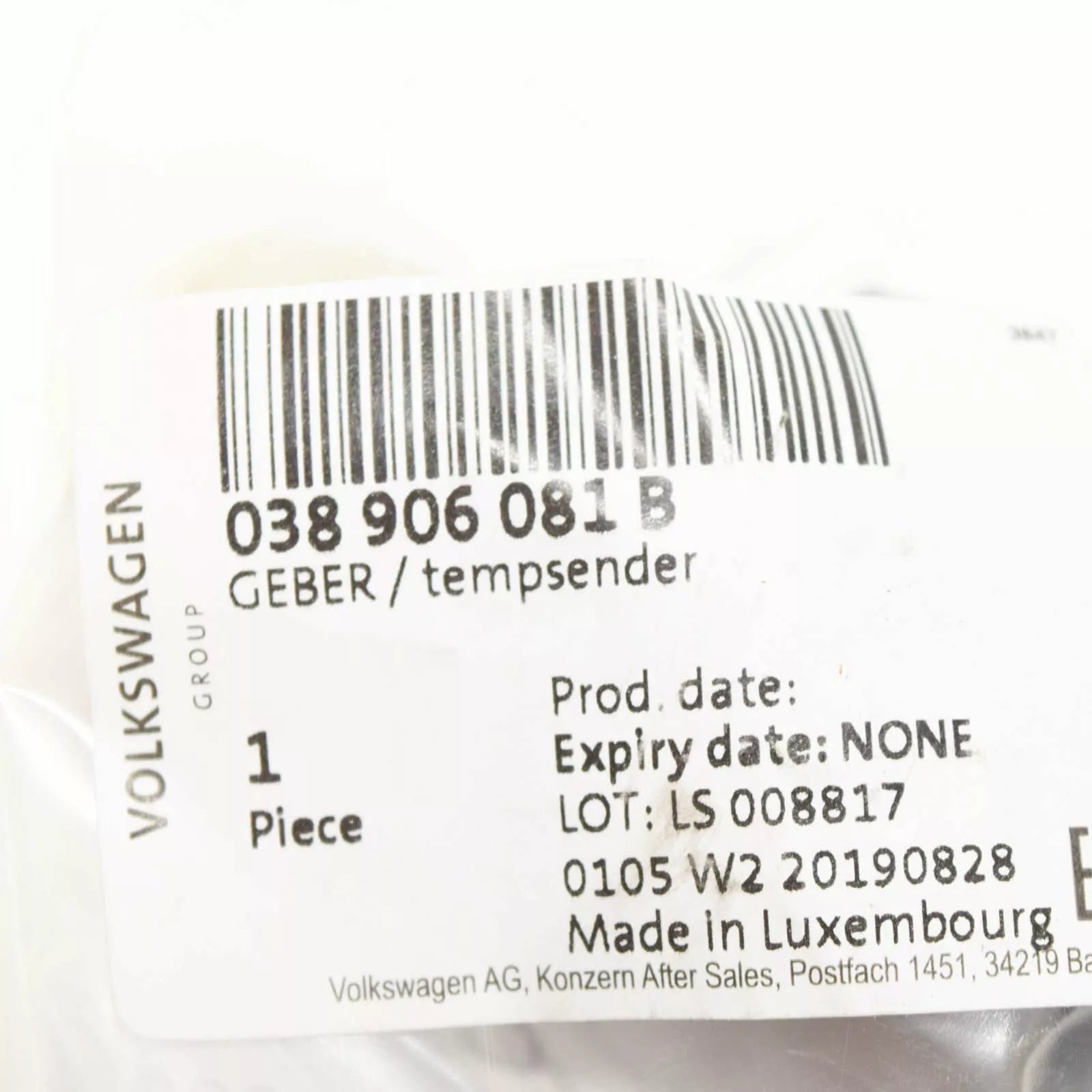 VW DIESEL ENGINE FUEL TEMPERATURE SENSOR 038906081B NEW