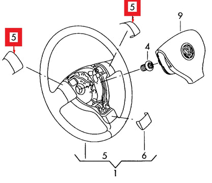 NEW VW CADDY 9K9A STEERING WHEEL TRIM SET 1S0498685041 ORIGINAL