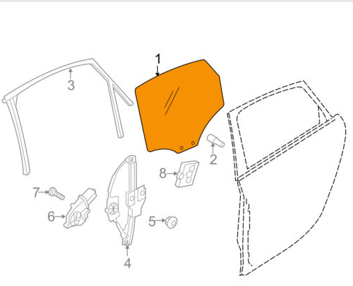 new audi a4 b8 saloon rear right door window glass 8k9845206e 2014 original