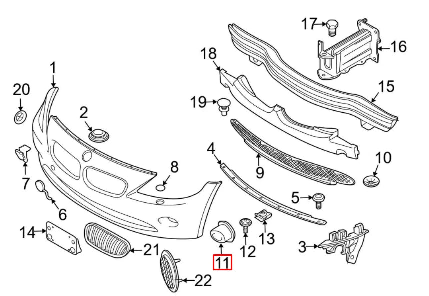 NEW BMW Z4 ROADSTER E85 FRONT RIGHT SIDE FOG LIGHT COVER 51117044228 ORIGINAL