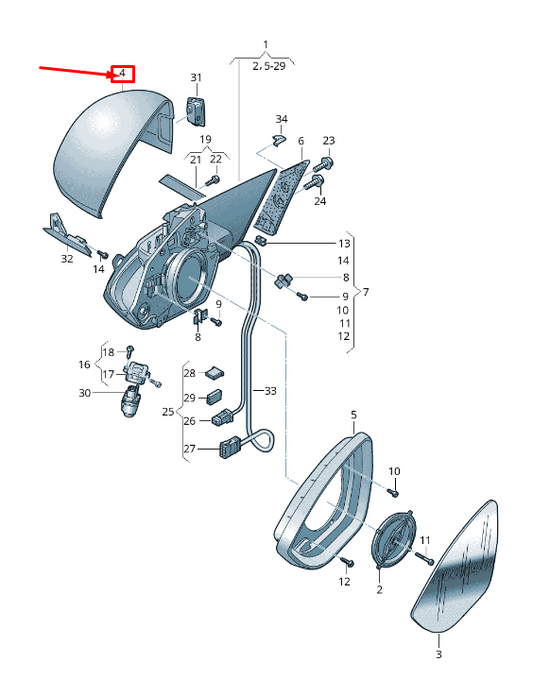 new audi e-tron ge front left door mirror cap rhd 4kr857527gru original