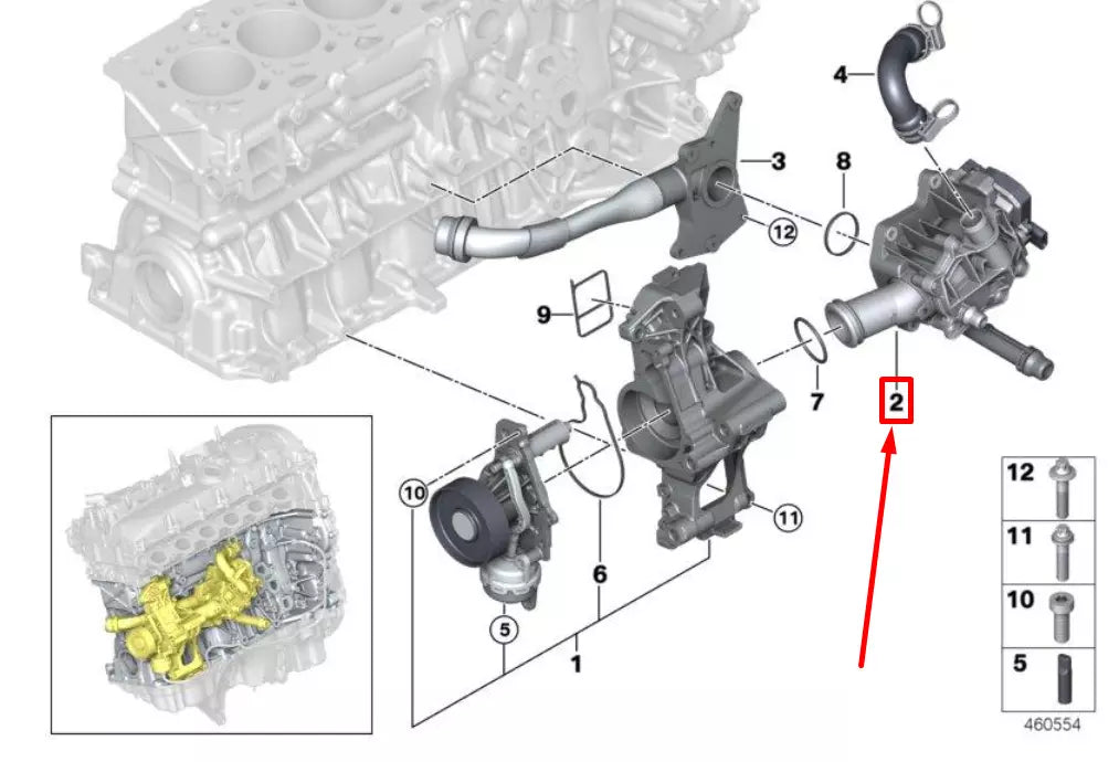 NEW BMW X4 G02, F98 ENGINE COOLANT THERMOSTAT 7642854 11537642854 ORIGINAL