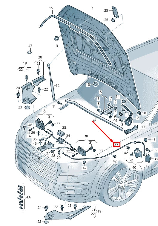 NEW AUDI Q7 4M BONNET LOCK CABLE LHD 4M1823535C