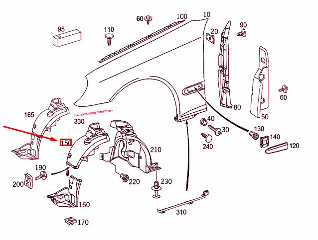 NEW MERCEDES-BENZ CLK C209 FRONT LEFT WHEELHOUSE COVER A2098840522 ORIGINAL