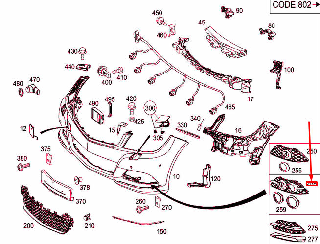 NEW MERCEDES-BENZ C W204 FRONT BUMPER RIGHT GRILLE A2048803524 ORIGINAL
