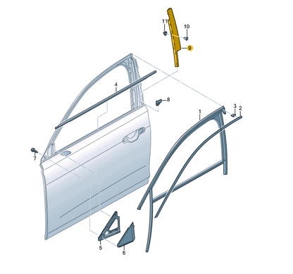 NEW AUDI A6 C8 FRONT RIGHT DOOR B-PILLAR TRIM 4K0837902 ORIGINAL