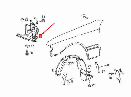 NEW MERCEDES-BENZ C-CLASS W202 FENDER FRONT LEFT LINER A2026982730