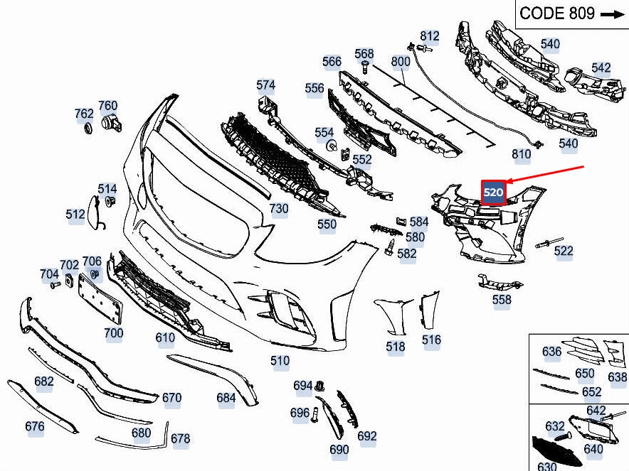 NEW MERCEDES-BENZ C COUPE C205 FRONT RIGHT BUMPER CARRIER A2058852001 ORIGINAL