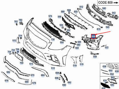 NEW MERCEDES-BENZ C COUPE C205 FRONT RIGHT BUMPER CARRIER A2058852001 ORIGINAL