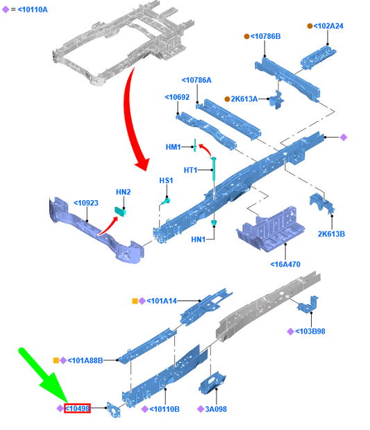 new ford transit mk4 front floor side member reinforcement 1768912 original