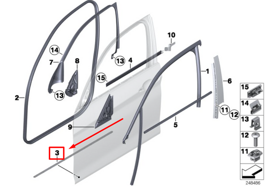new bmw 1 f20 front door lower weather sealing joint 51337240850 7240850
