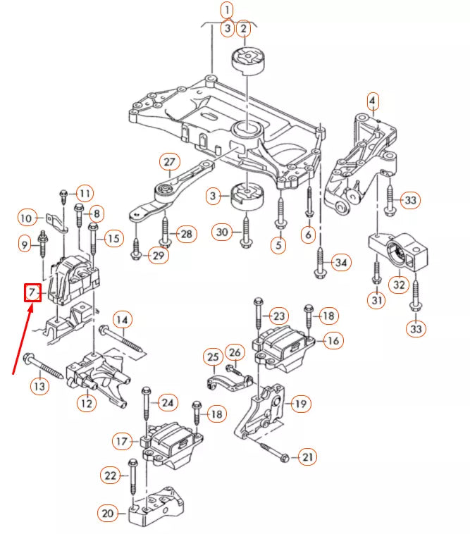NEW AUDI A3 8P RIGHT SIDE ENGINE MOUNT 1K0199262CB ORIGINAL