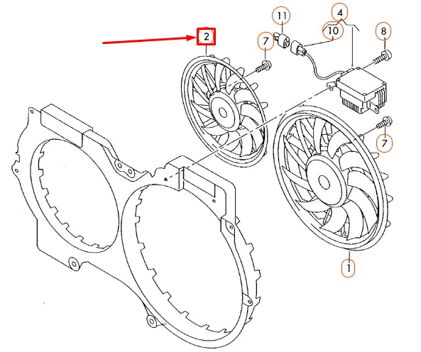NEW AUDI A6 C6 RIGHT RADIATOR FAN 4F0959455M ORIGINAL