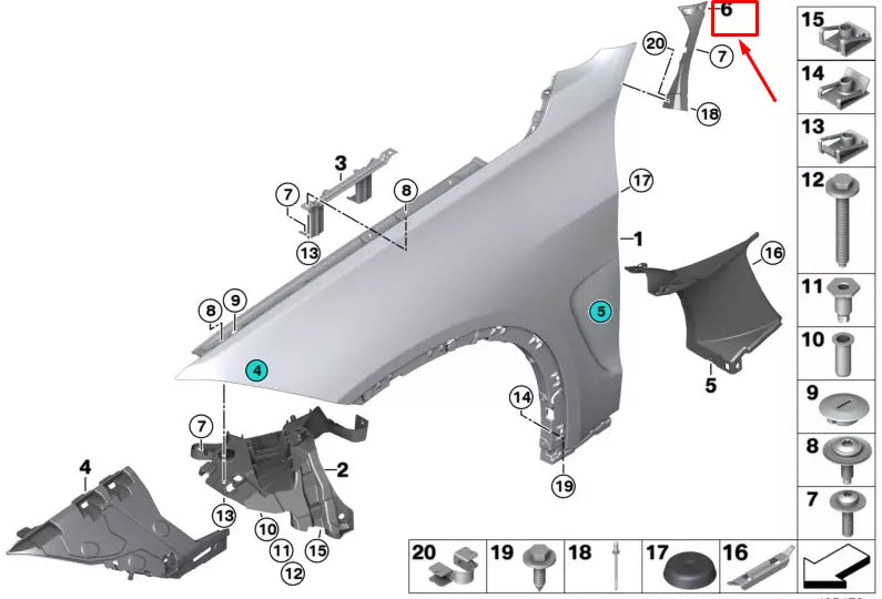 NEW BMW X5 F15 FRONT RIGHT FENDER REINFORCEMENT 51657337094 7337094 ORIGINAL