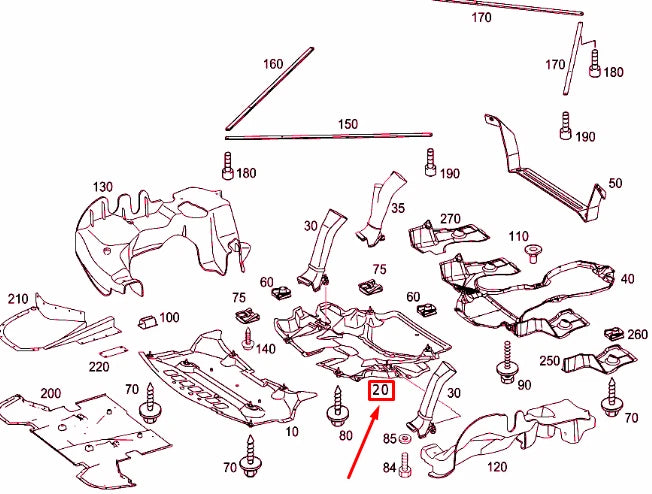 NEW MB SL R230 ENGINE COMPARTMENT BOTTOM CENTRAL TRIM A2305240830 ORIGINAL