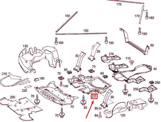 NEW MB SL R230 ENGINE COMPARTMENT BOTTOM CENTRAL TRIM A2305240830 ORIGINAL
