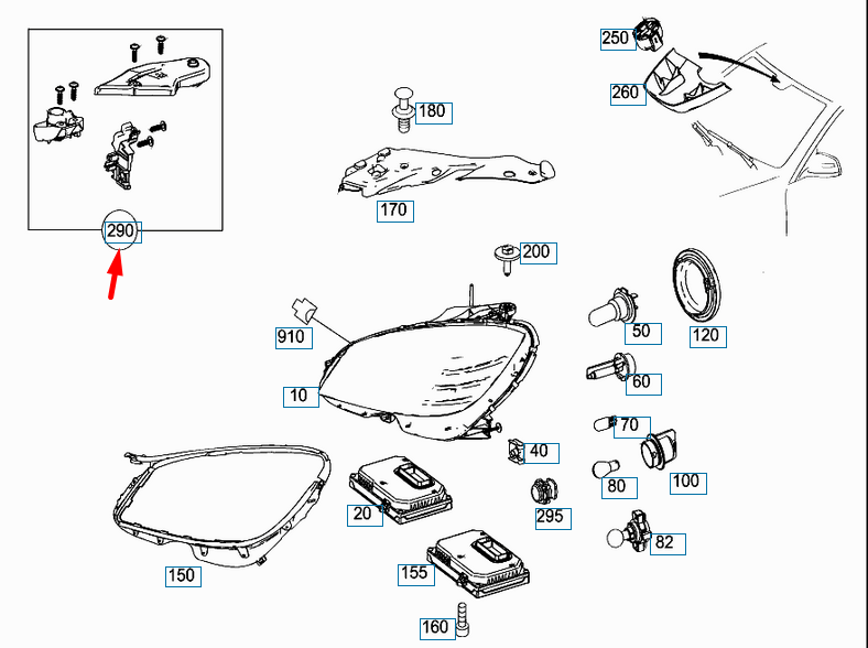 NEW MERCEDES-BENZ C-CLASS W204 RIGHT HEADLIGHT REPAIR KIT A2048201214 ORIGINAL
