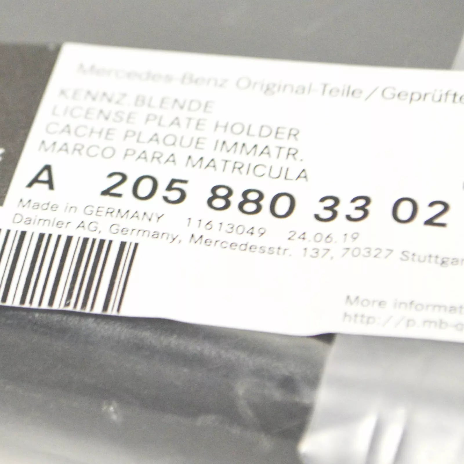 NEW MERCEDES-BENZ C-CLASS W205 LICENSE PLATE HOLDER A2058803302 ORIGINAL