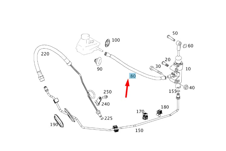 NEW MB C W204 FILL RESERVOIR TO MASTER CYLINDER HOSE A0039972252 ORIGINAL