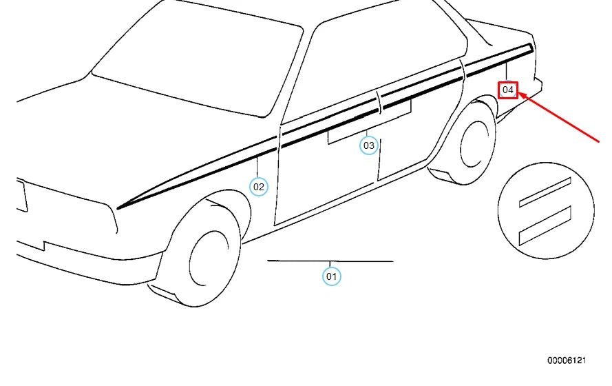 NEW BMW 5 E28 RIGHT SILVER DECORATIVE STRIP 51141866646 1866646 ORIGINAL