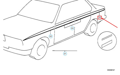 NEW BMW 5 E28 RIGHT SILVER DECORATIVE STRIP 51141866646 1866646 ORIGINAL