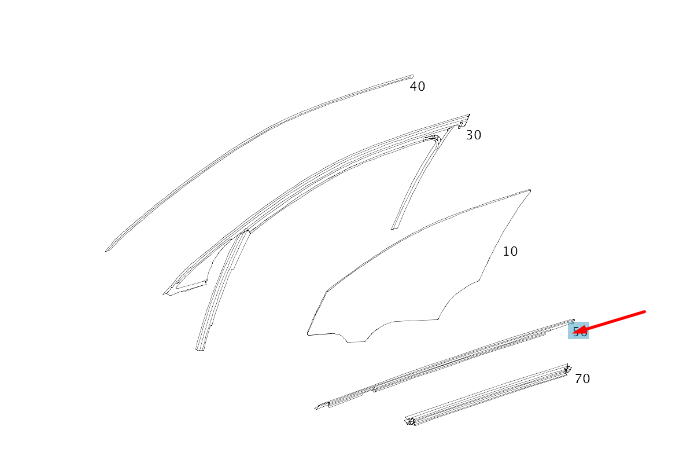 new mb glc x253 front left door window outer sealing rail a2537207505 original