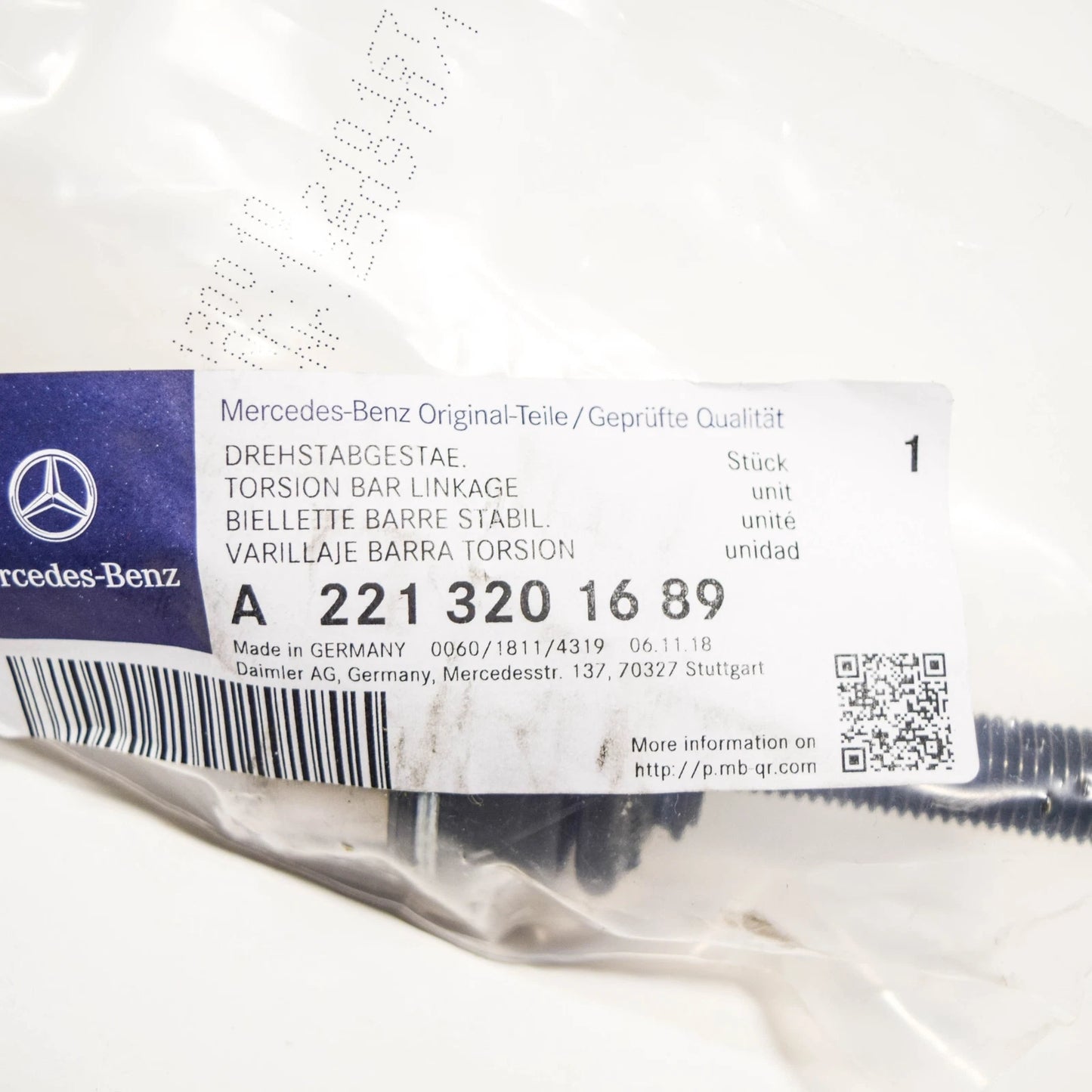 NEW MERCEDES S W221 FRONT RIGHT TORSION BAR LINKAGE A2213201689