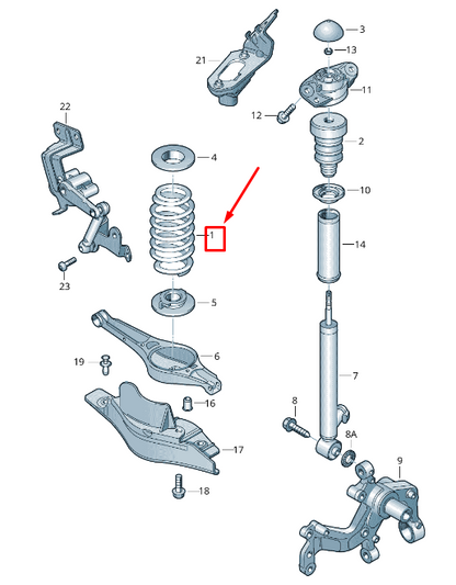 new vw sharan 7n rear coil spring 7n0511115k original
