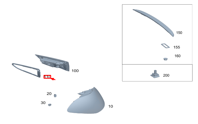 new mb gle w167 coupe rear right inner lamp seal a1678262200 original