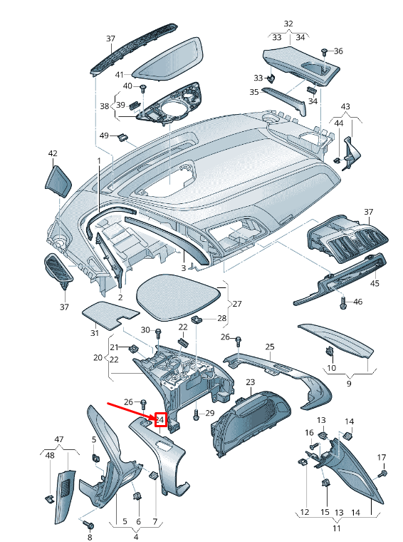 new audi r8 4s3 left dashboard trim 4s0857115a original