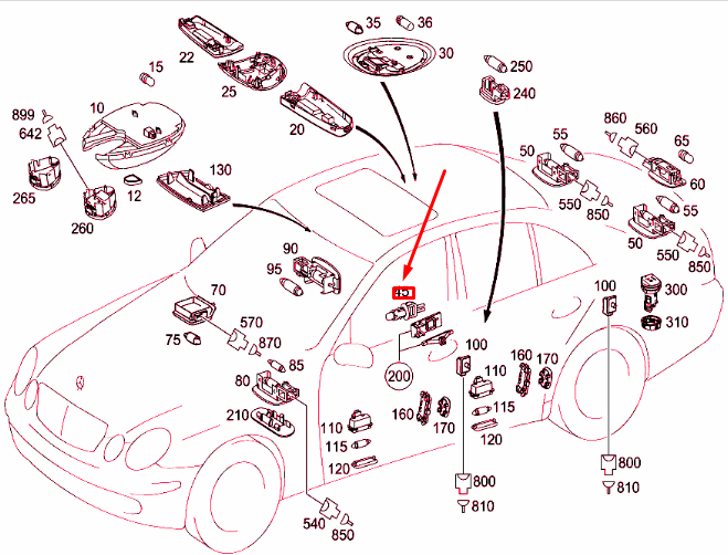 NEW MB E W211 CENTRE CONSOLE STOWAGE COMPARTMENT LAMP LIGHT A2118201501 ORIGINAL