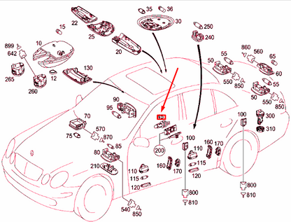 NEW MB E W211 CENTRE CONSOLE STOWAGE COMPARTMENT LAMP LIGHT A2118201501 ORIGINAL