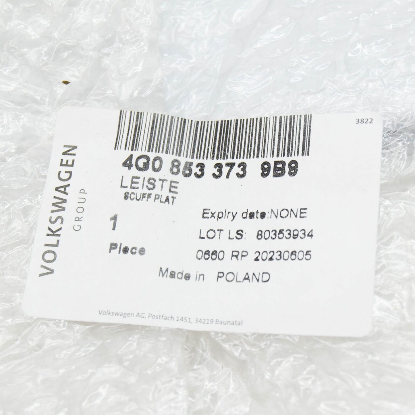 NEW AUDI A6 C7 FRONT LEFT SILL TRIM STRIP 4G08533739B9 ORIGINAL