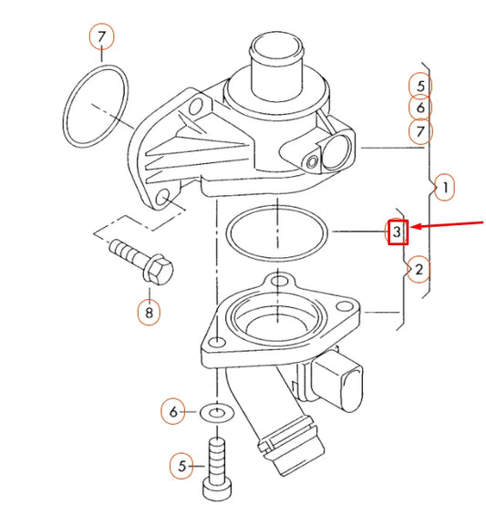 NEW AUDI A3 8P ENGINE COOLANT REGULATOR O-RING 06B121119C ORIGINAL