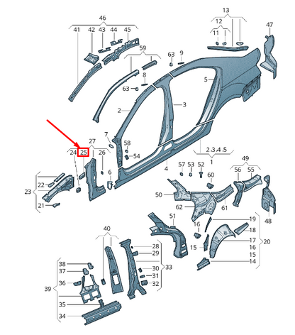 new skoda octavia 5e mk3 right upper door hinge reinforcement 5e0809624 original