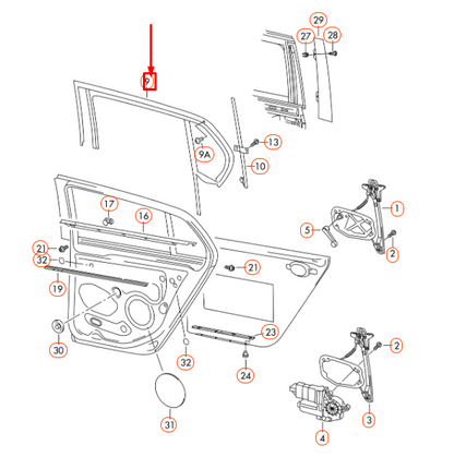 new vw golf mk5 rear right door window guide channel 1k6839432g5ap original