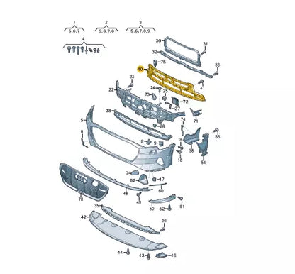 NEW AUDI E-TRON SPORTBACK GEA FRONT BUMPER CENTER GRILLE 4KE8076839B9 ORIGINAL