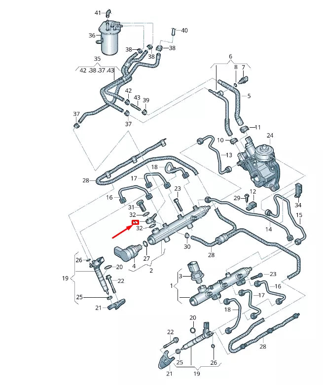 NEW VW TOUAREG 7P MK2 FUEL RAIL BANJO FITTING 059130602M ORIGINAL