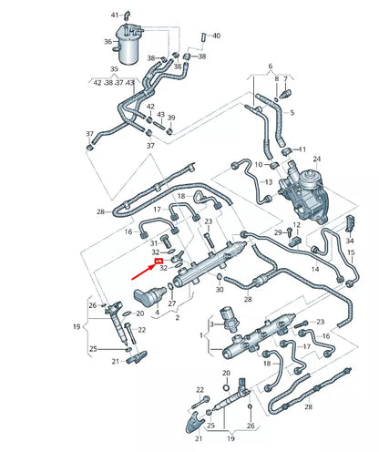 NEW VW TOUAREG 7P MK2 FUEL RAIL BANJO FITTING 059130602M ORIGINAL